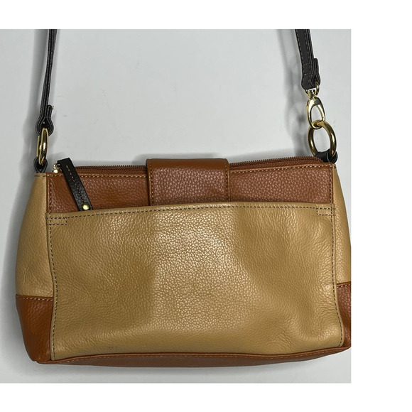 Tiagnello Brown and Tan Leather Crossbody Purse - Picture 4 of 8